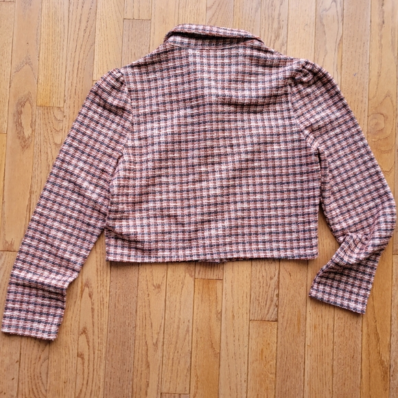 Miss Selfridge Petites jacket shirt Blazer Crop Puff Shoulder SZ 6 - Picture 5 of 11